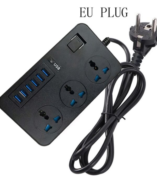 T09 3000W High Power Multi-Function Plug-in 3-Hole International Universal Jack + 6 USB Intelligent Charging, EU PLUG, US PLUG, UK PLUG