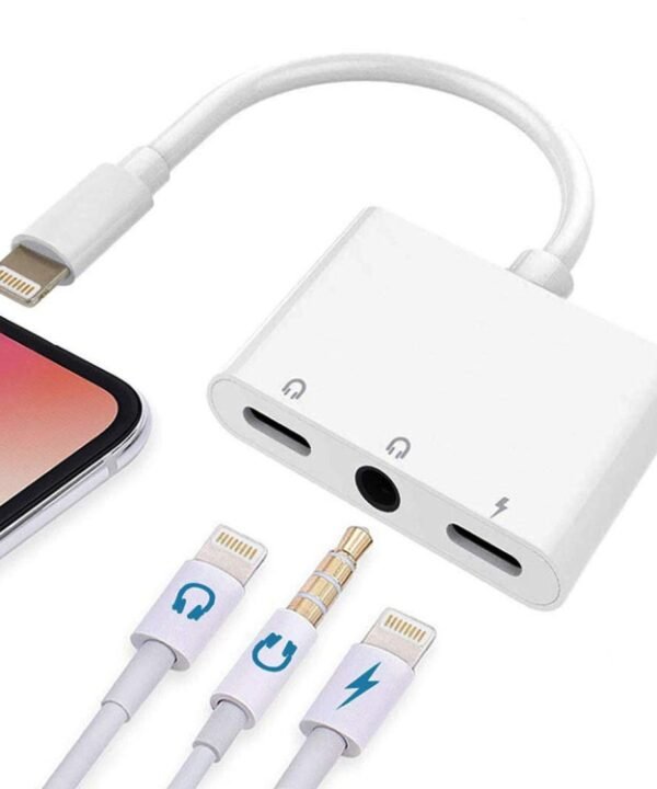 ZS-KL21820 3 in 1 8 Pin to 8 Pin Charging Port + 8 Pin Earphone Jack + 3.5mm Earphone Jack Earphone Adapter Adapter