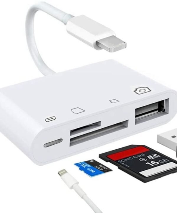ZS-S1827 4 in 1 SD Card + TF Card + 8 Pin Charge + USB Interface to 8 Pin Interface Camera Reader Adapter, Support All iOS System