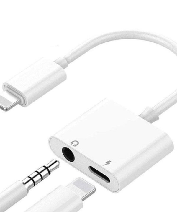 ZS-KL21804 2 in 1 8 Pin to 3.5mm Audio + 8 Pin Charging Interface, Earphone Adapter, Suitable for All IOS Systems