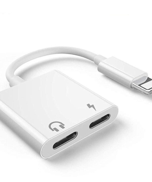 ZS-S1802 2 in 1 8 Pin Male to 8 Pin Charging + 8 Pin Audio Female Connector Earphone Adapter, Support Calls & Wire Control, Compatible with All IOS System