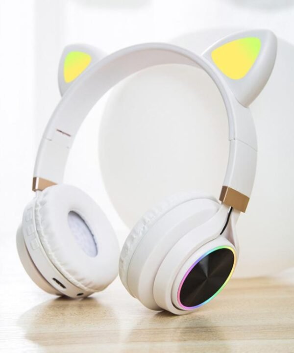 P28 Cat Ear Wired Headphone Music Stereo Headset with Microphone