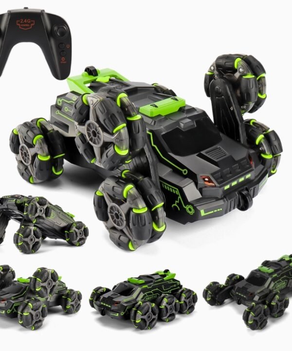 MoFun JC03 2.4G remote control six-wheel stunt car 360 degree swing arm without dead angle drift spray remote control car, MoFun JC03 (Green)