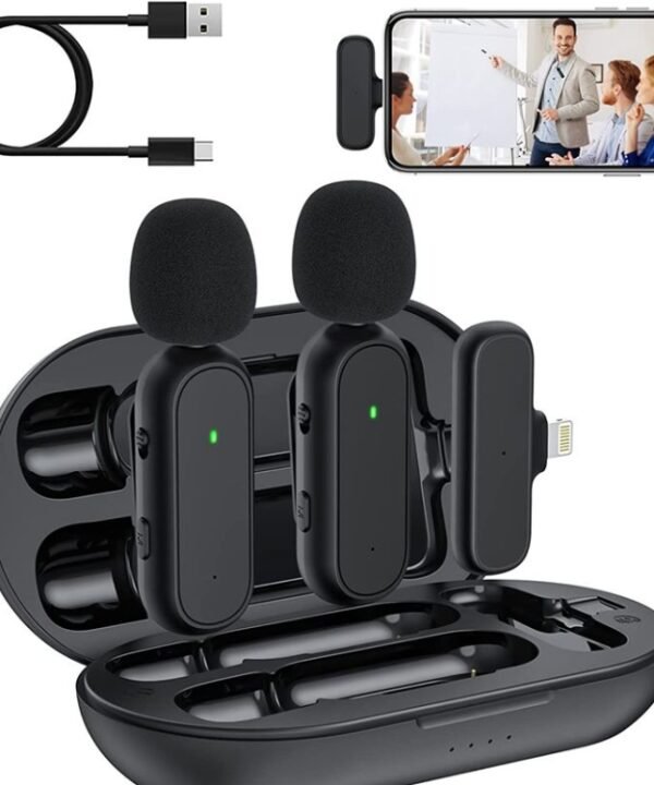 One by Two Wireless Lavalier Microphone Wireless Noise Reduction Microphone with Charging Case, Port: 8 Pin