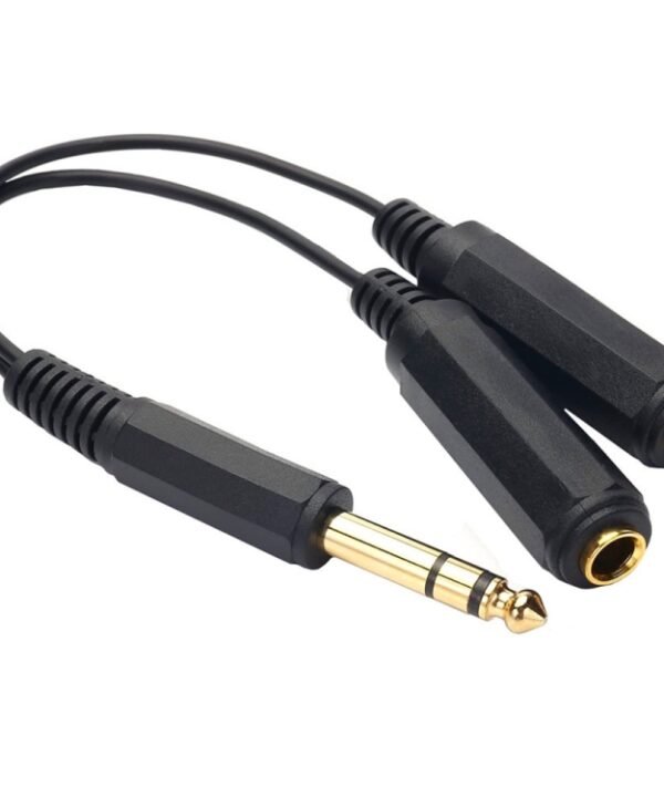 JUNSUNMAY 6.35mm 1/4 inch Male to Dual Female Stereo Audio Jack Adapter Cable, Length: 20cm