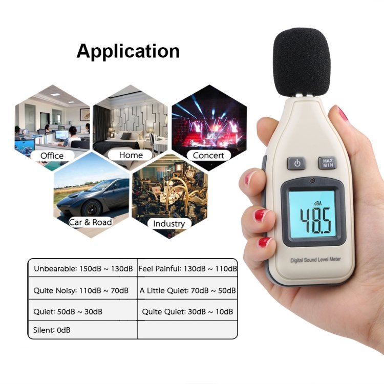 GM1351 30-130dB Digital Sound Level Meter Meters Noise Tester In Decibels LCD Screen - Image 3