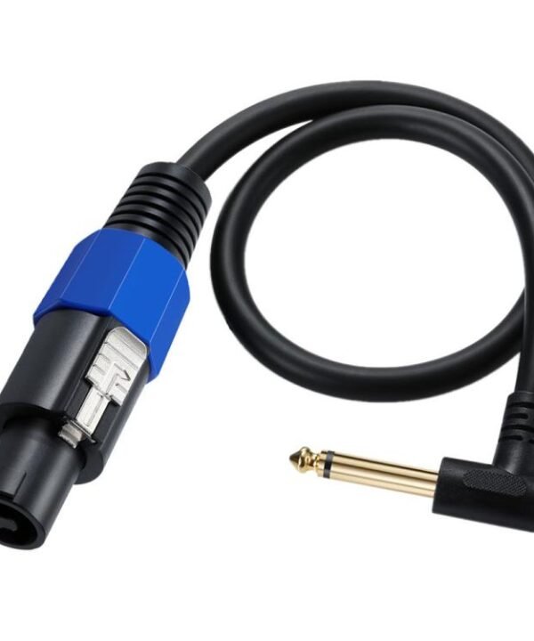 JUNSUNMAY Speakon Male to Right Angle 6.35mm Male Speaker Audio Amplifier Adapter Cable with Snap Lock, Length: 50cm