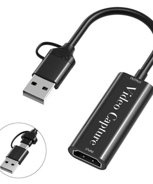 HU-02A Live Streaming Adapter Cable HDMI to USB / Type-C 2 in 1 Video Capture Card
