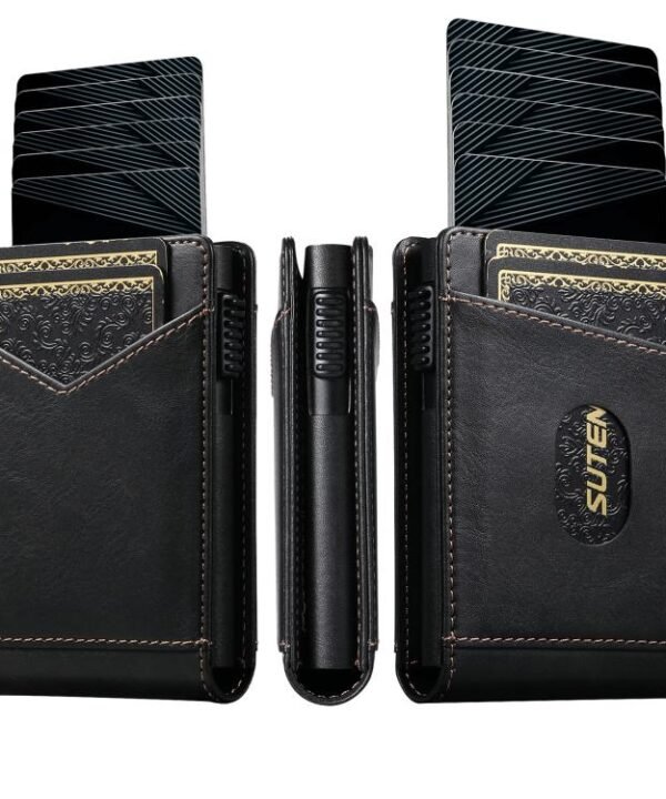 Suteni Oil Wax Pattern Multi-Card Slot Wallet Card Holder