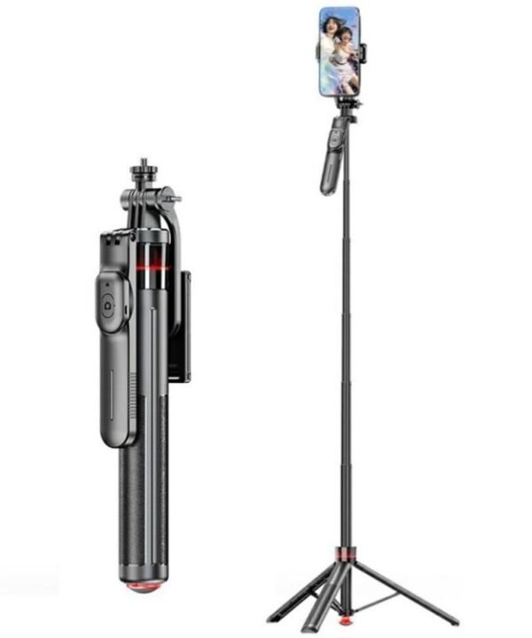 F06 Travel 1300mm Extendable Automatic Tripod One-Touch Deploy Selfie Stick Holder