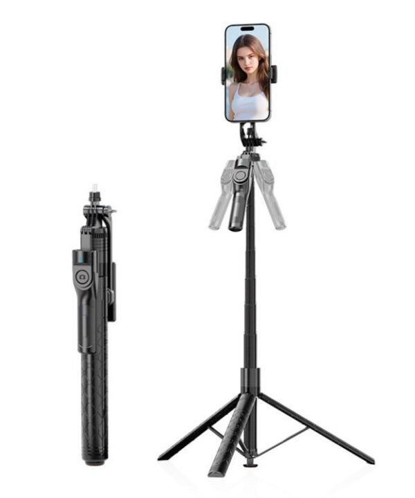 K51 For Live Streaming 185cm Auto-Open Tripod Bluetooth Selfie Stick, K51
