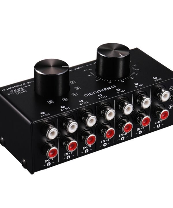 B016 6 Input 1 Output Audio Signal Source Selection Switcher, Output Volume Adjustment Control RCA Port