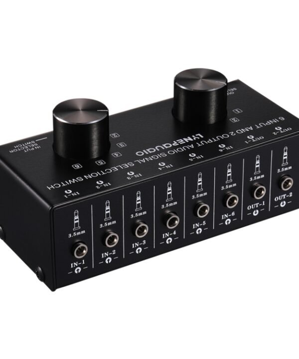 B027 6 input 2 output or 2 input 6 output audio signal source selection switcher 3.5mm interface