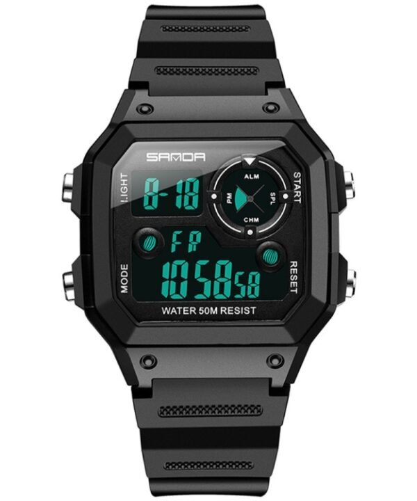 SANDA418 Square Wristwatch Swimming Waterproof Alarm Night light Male Student Watch Simple Fashion Sports Watch