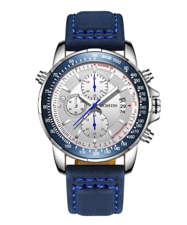 OCHSTIN 6125B Watch Quartz Watch Night Light Waterproof Watch Timing Multi Function Leather Fashion Men Watch