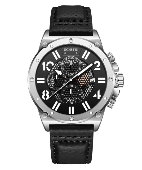 Ochstin 6122 Multi Function Quartz Watch Sports Luminous Waterproof Watch Calendar Leather Men Watch