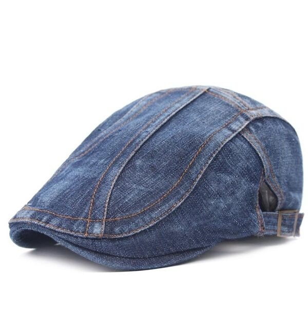 Men / Women Stitching Washed Denim Beret, Adjustable