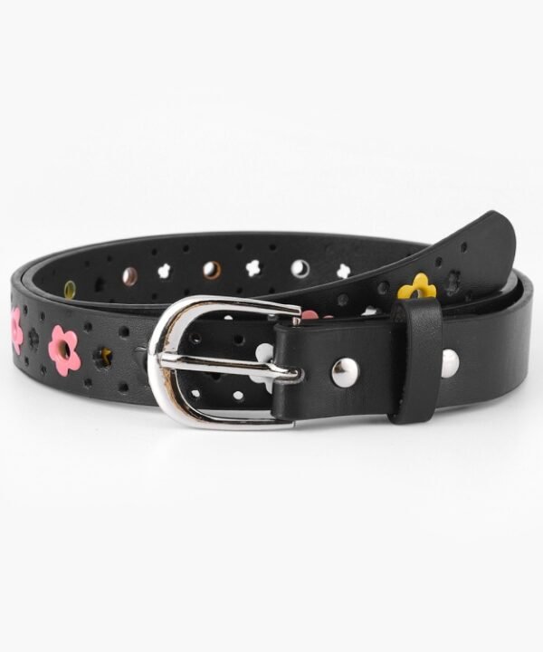 Flowers Pattern Hollow PU Leather Belt for Children