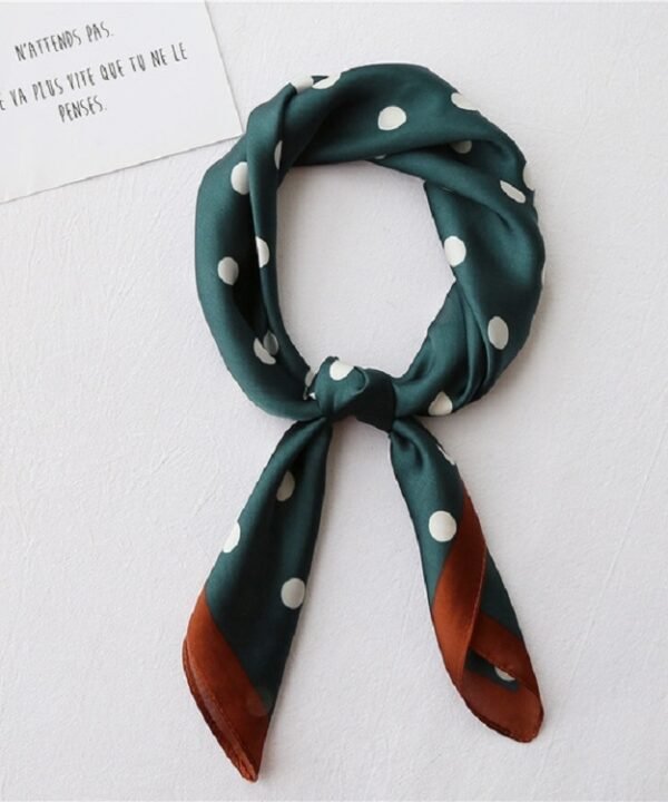 Summer Women Silk Dot Print Professional Square Scarf Small Scarf, 70 x 70cm