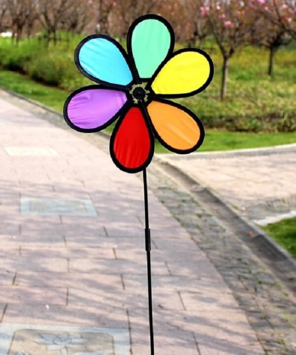 Outdoor Cloth Black Side Six Color Windmill Children Toys Garden Decoration