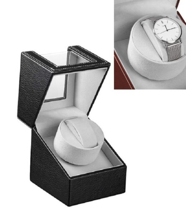 Leather Single Watch Box Electric Motor Watch Shaker Automatic Watch Shaker ，US Plug, Single, Black Leather, Single, Brown Leather