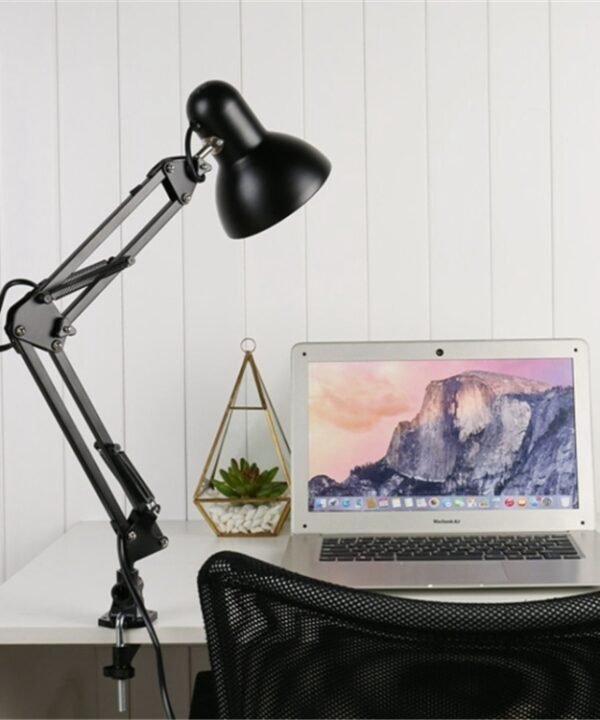 Flexible Swing Arm Clamp Mount Table Lamp Office Studio Home Table Desk Light, US Plug