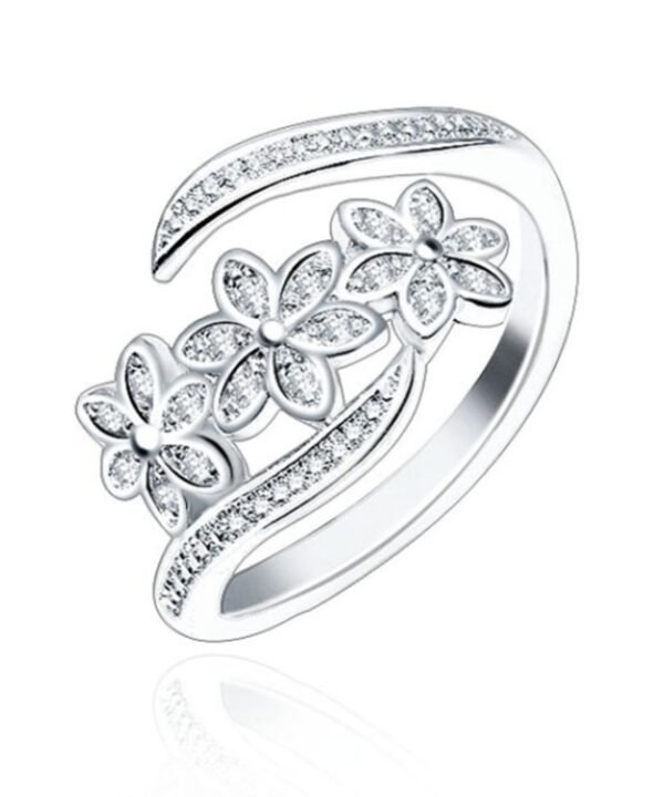 Fashion Elegant Adjustable Flowers with Diamond Forefinger Rings Women Jewelry