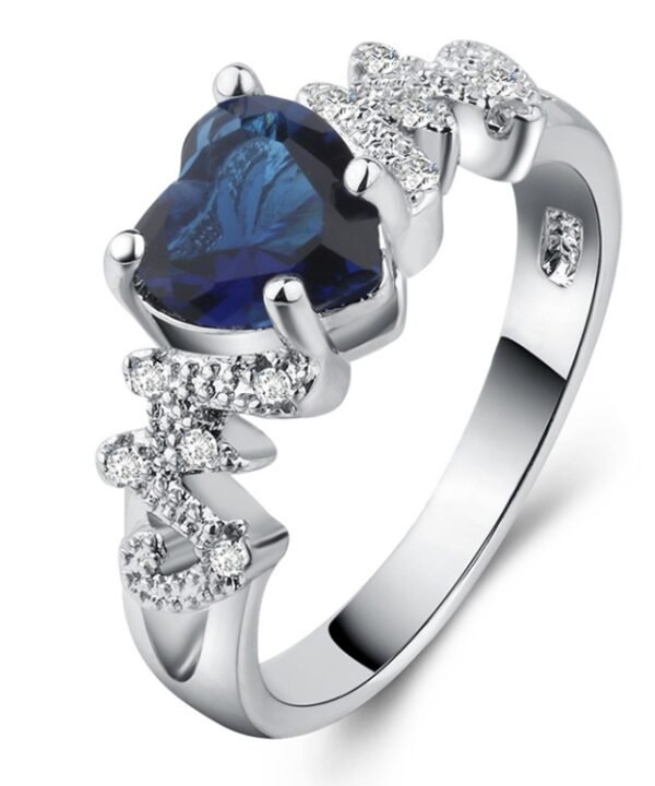 925 Sterling Silver Women Heart Pattern Diamond Ring, 6, 7, 8, 9, 10