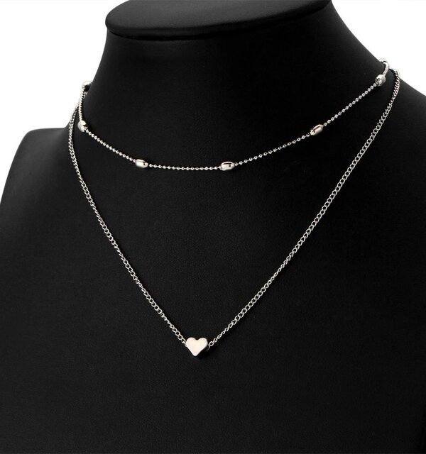 Jewelry Vintage Simple Copper Heart Multi - Layer Clavicle Necklace Wholesale Necklace, Silver, gold
