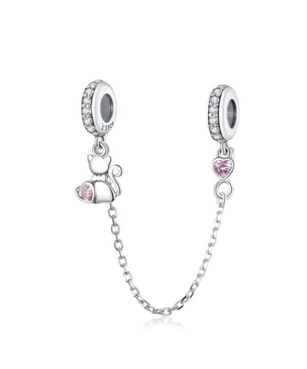 S925 Silver Cat Safety Chain DIY Bracelet Accessories