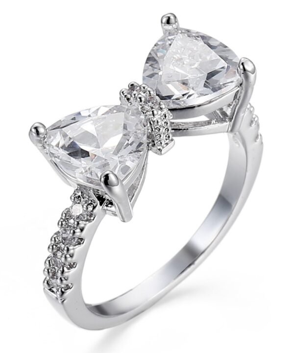 Female Fashion Lovely Bowknot Design Zircon Ring, 6, 7, 8, 9, 10