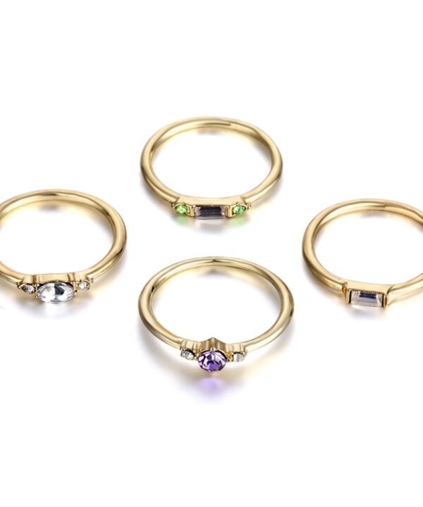 4 PCS Women Vintage Bohemian Crystal Zircon Ring Set, 6, 7, 8, 9, 5, 10, 11