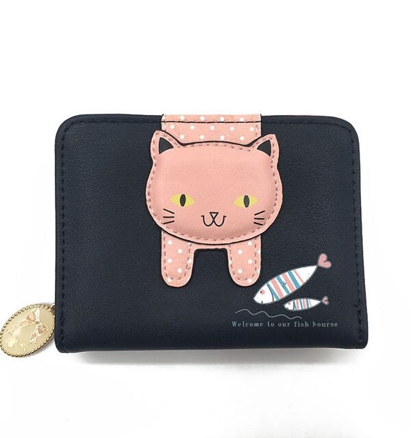 Women Cute Cat Wallet Small Zipper Girl Wallet Coin Purse
