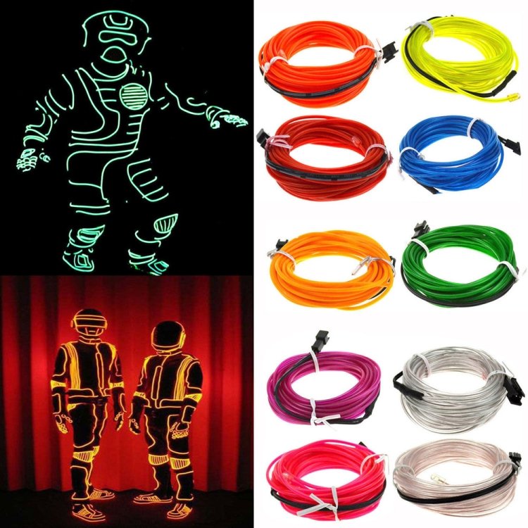 Flexible LED Light EL Wire String Strip Rope Glow Decor Neon Lamp USB Controlle 3M Energy saving Mask glasses glow line F277, TBD0156472001A, TBD0156472001B, TBD0156472001C, TBD0156472001D, TBD0156472001E, TBD0156472001F, TBD0156472001G, TBD0156472001... - Image 7