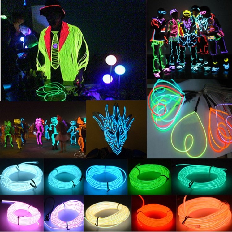 Flexible LED Light EL Wire String Strip Rope Glow Decor Neon Lamp USB Controlle 3M Energy saving Mask glasses glow line F277, TBD0156472001A, TBD0156472001B, TBD0156472001C, TBD0156472001D, TBD0156472001E, TBD0156472001F, TBD0156472001G, TBD0156472001... - Image 9