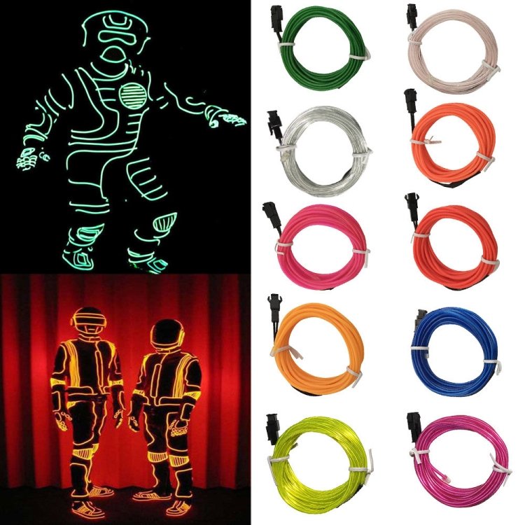 Flexible LED Light EL Wire String Strip Rope Glow Decor Neon Lamp USB Controlle 3M Energy saving Mask glasses glow line F277, TBD0156472001A, TBD0156472001B, TBD0156472001C, TBD0156472001D, TBD0156472001E, TBD0156472001F, TBD0156472001G, TBD0156472001... - Image 10