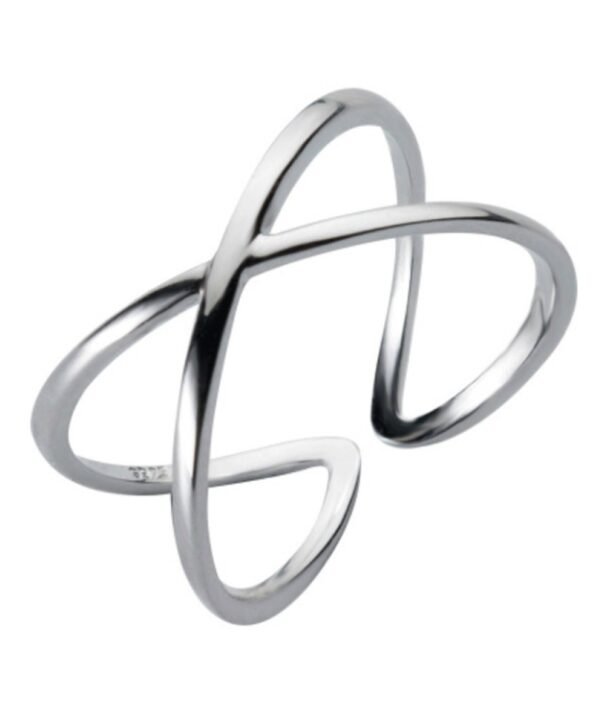 Sterling Silver Simple Cross Open Ring Jewelry