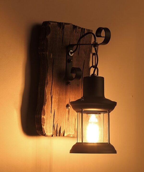 Vintage Old Dry Tree Color Wood Wall Lamp Cafe Bar Loft Light