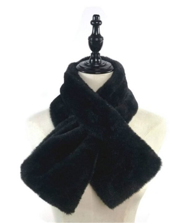 Women Winter Thicken Plush Faux Rabbit Fur Scarf Solid Color Warmer Neckerchief, 96 x 15cm