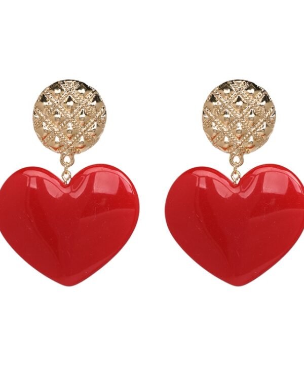 Peach Heart Earrings Retro Series Acrylic Stud Earrings for Women, Black, Red pink, Red, Yellow, Blue, Cold Pink, Rose red, White, Light Pink, Light Skin Pink, Light Brown, Skin Pink, Deep Blue, Khaki, Purple