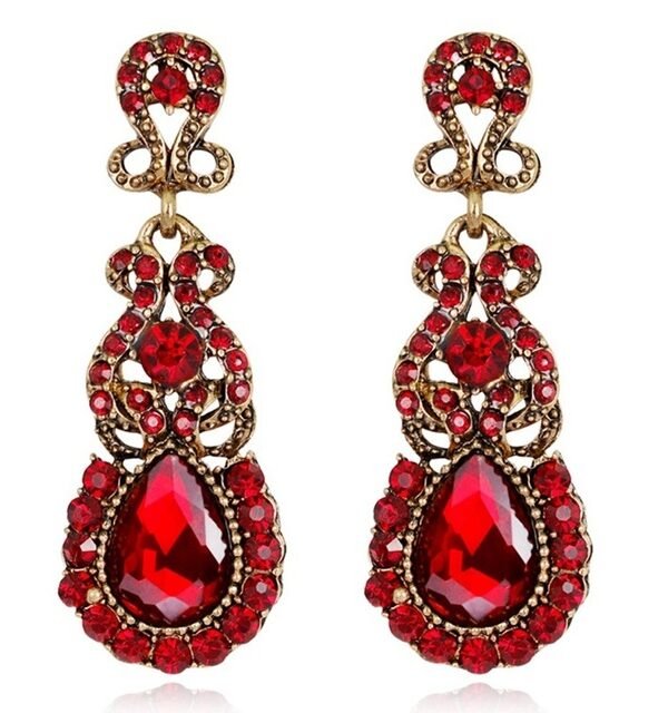 Classic Drop Earrings Exaggerated Atmospheric Alloy Stud Earrings, Black, Red, Yellow