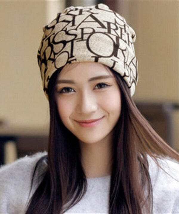 Women Letter Pattern Multipurpose Turban Cap Chemotherapy Cap