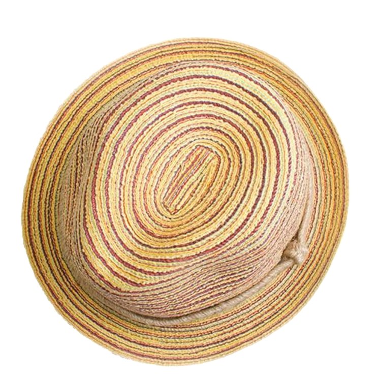 Colorful Striped Foldable Straw Hat Topee Bohemia Cap, Bohemia - Image 6