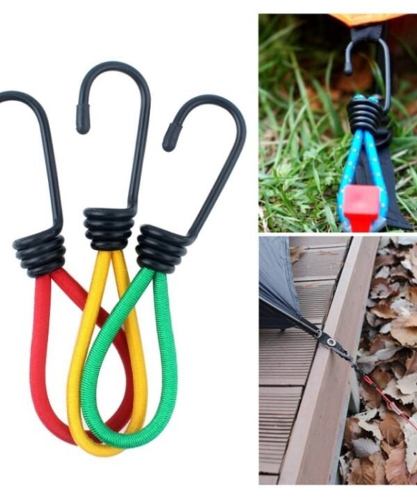 3 PCS Outdoor Camping Tent Elastic Rope Buckle High Elasticity Fixed Straps Camping Accessories, Random Color Delivery
