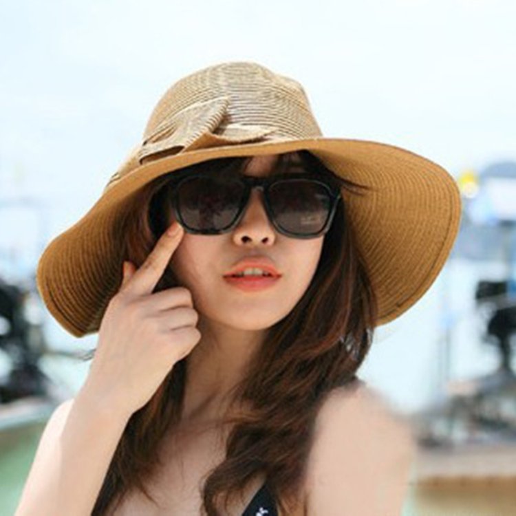 Girls Large Wide Brim Vintage Floppy Summer Beach Sports Cap Straw Hat Summer Travel Hat - Image 5