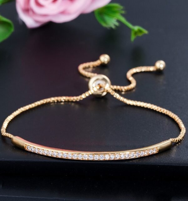 Adjustable Exquisite Hand Jewelry Micro-inlaid Zircon Shiny Single Row Curved Aracelet, rose gold, platinum, yellow gold
