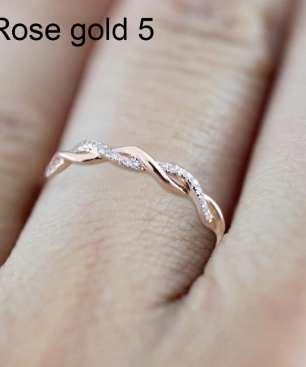 Woman Classical Cubic Zirconia Twist Shape Ring, gold, sliver, rose gold