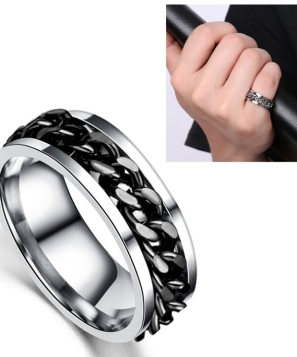 Punk Rock Stainless Steel Rotatable Chain Rings, 6, 7, 8, 9, 10, 11, 12