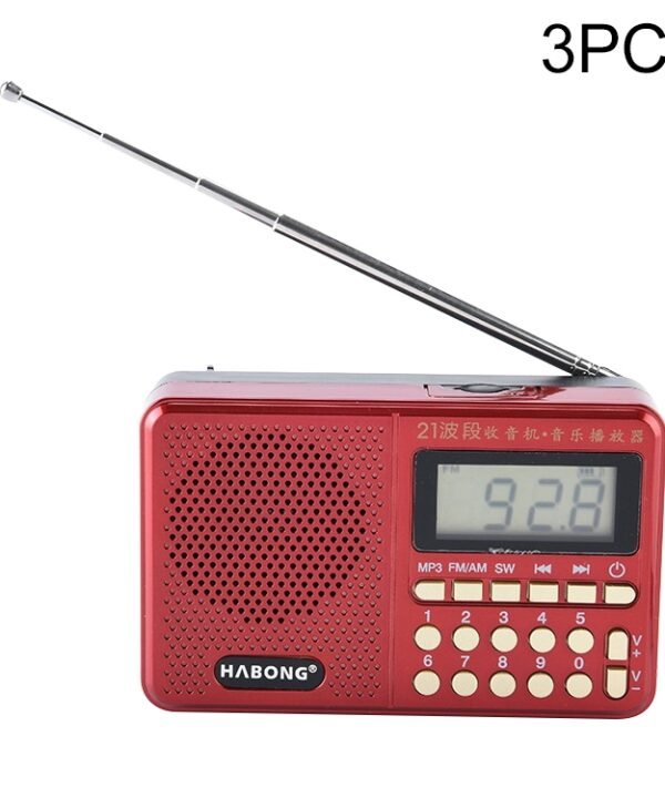 3 PCS HABONG KK-170 Portable 21 Bands FM/AM/SW Radio Rechargeable Radio Receiver Speaker,  Support USB / TF Card / MP3 Music Player