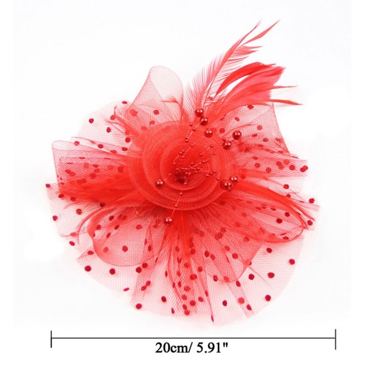 Handmade Bride Mesh Hair Accessories Wedding Photo Hat Headwear, Red, Blue, Navy, Black, White, Gray, Pink, Beige - Image 3
